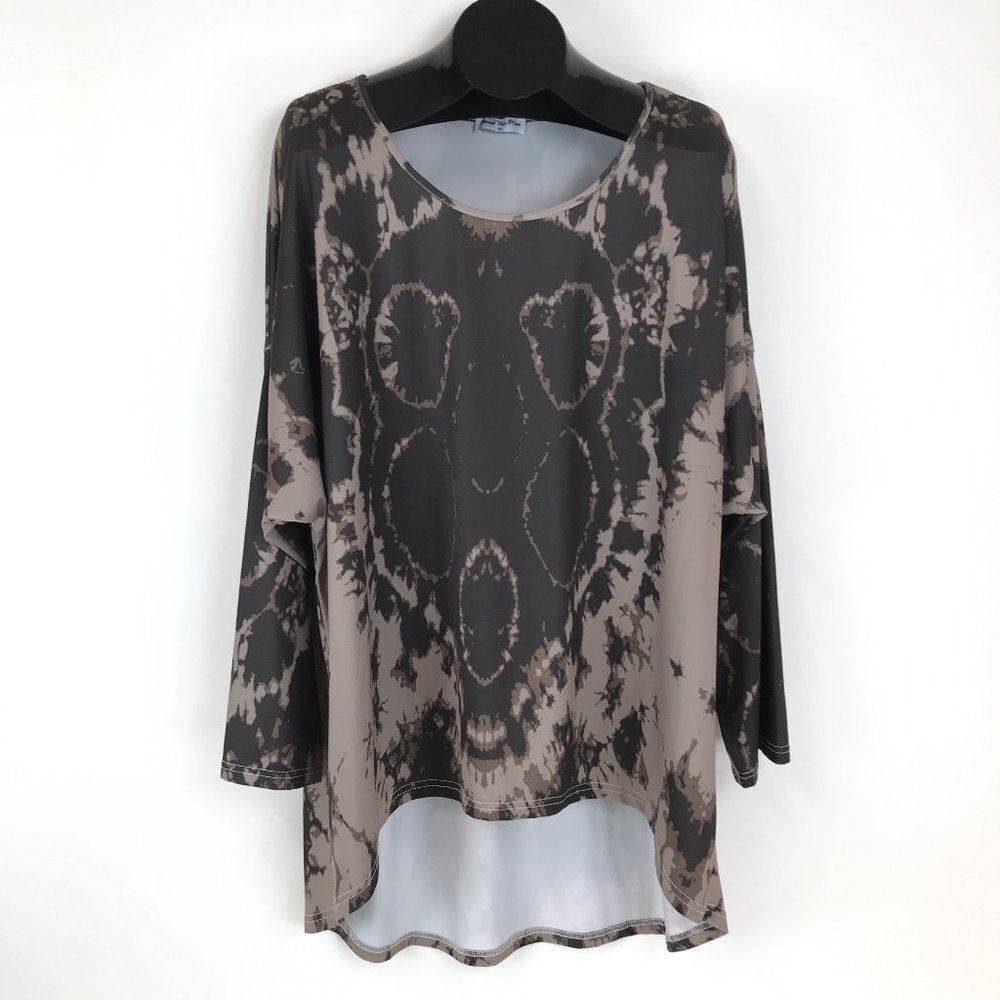 Beyond This Plane Scoop Neck Tunic Top Women's Plus Size 4X Stretch High Low